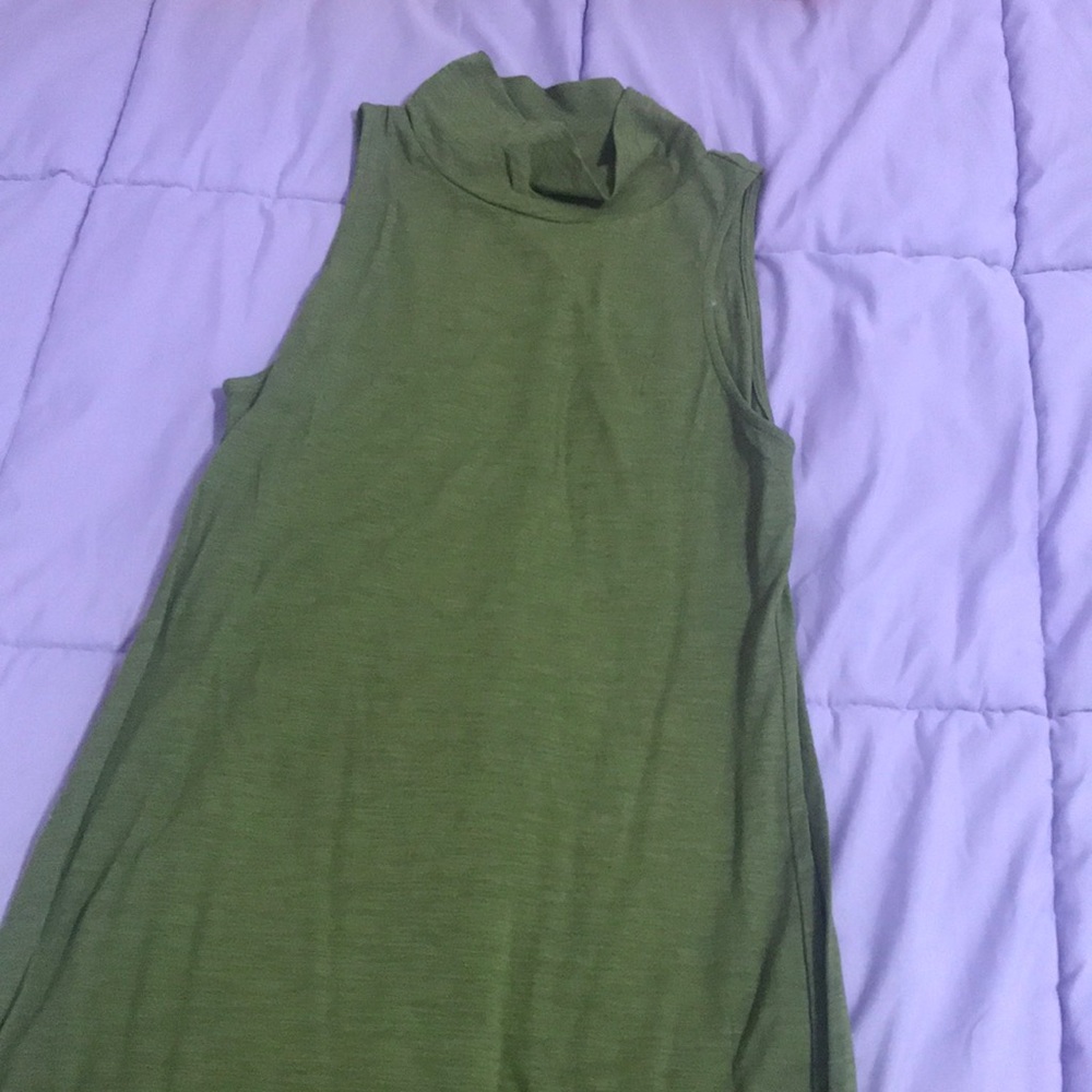 Sleeveless Olive Green Shift Dress